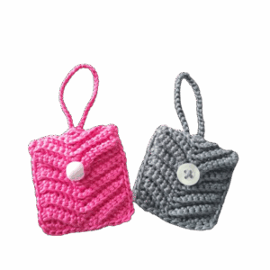 Porte clé en crochet fait main en coton - Pochette porte jeton de caddy